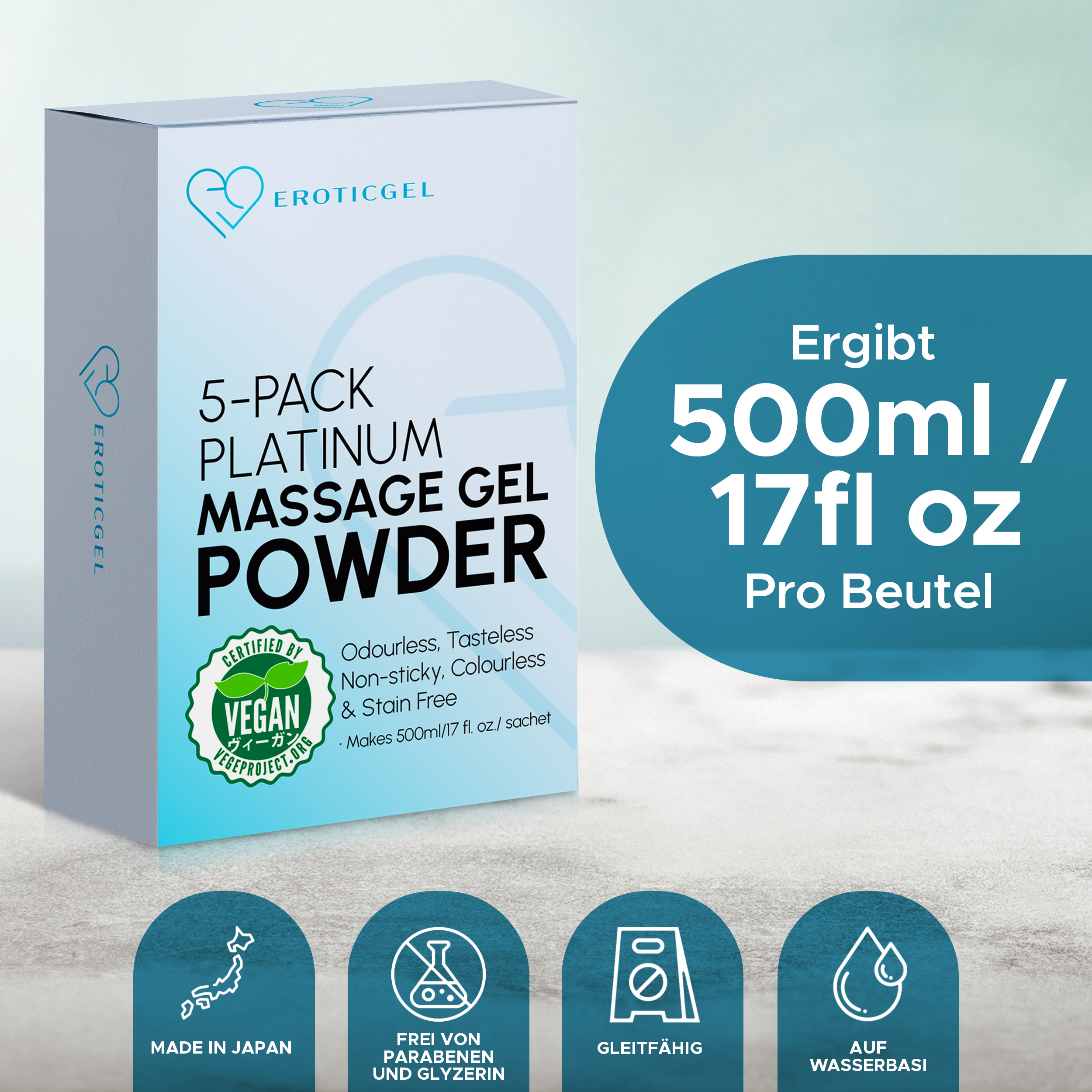 EROTICGEL «Massage Gel Set» 5x5g japanisches Massagegel-Pulver + Schale für Nuru-Massagegel (2)